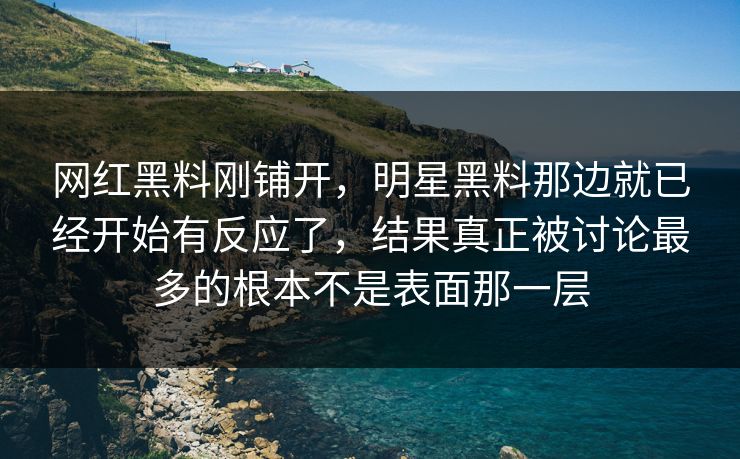 网红黑料刚铺开，明星黑料那边就已经开始有反应了，结果真正被讨论最多的根本不是表面那一层