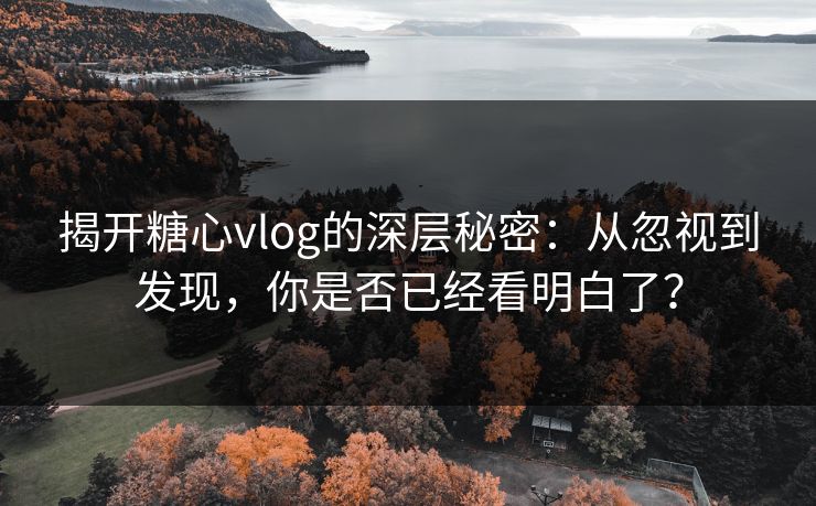 揭开糖心vlog的深层秘密：从忽视到发现，你是否已经看明白了？