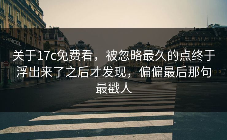 关于17c免费看，被忽略最久的点终于浮出来了之后才发现，偏偏最后那句最戳人