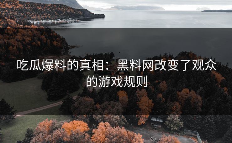 吃瓜爆料的真相：黑料网改变了观众的游戏规则